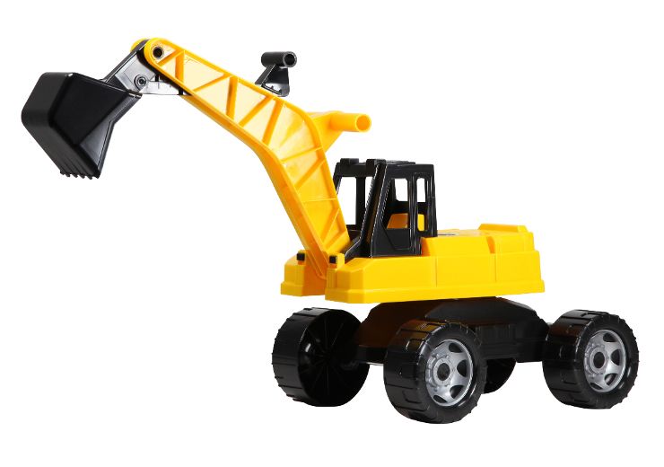 Escavadeira de passeio GIGA TRUCKS, preta/amarela, caixa expositora