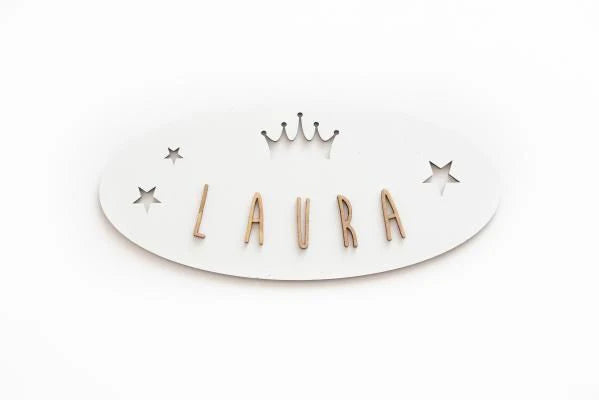 VINTIUN - Placa Decorativa Personalizada - Coroa e Estrelas