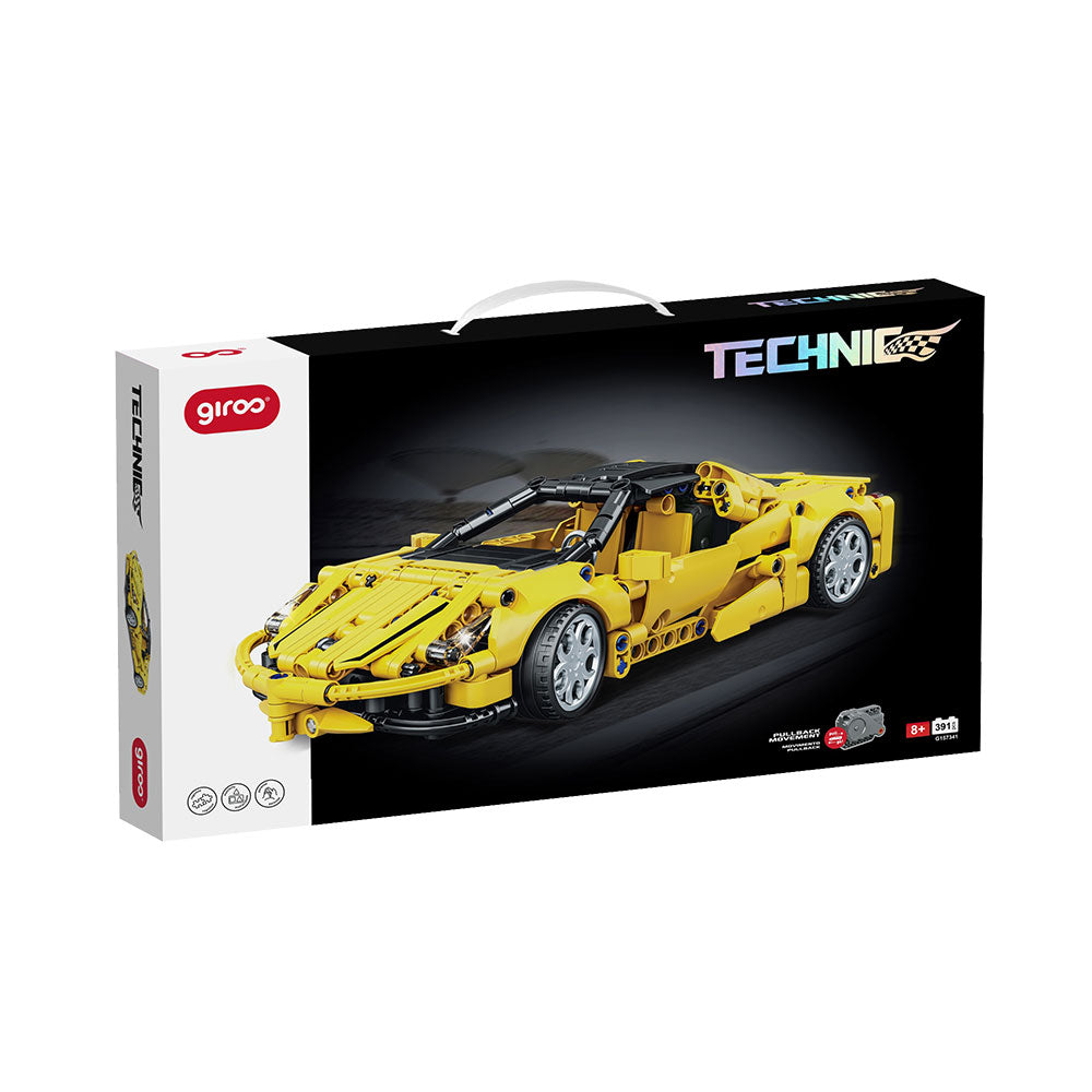 GIROS - Encaixes 8+ Technic Racing Car Pullback Amarelo