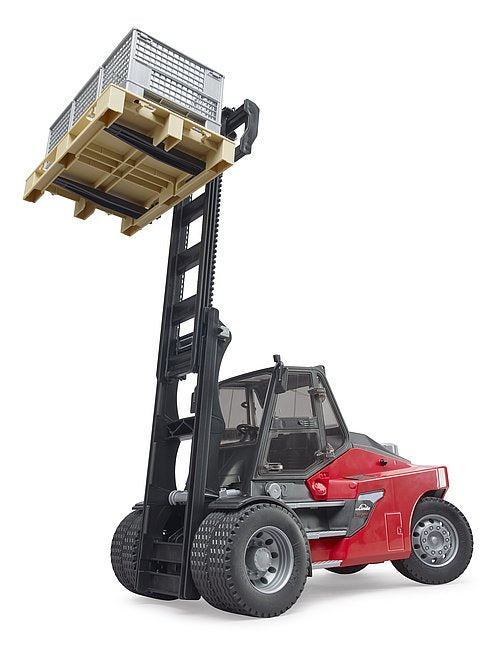 BRUDER - Empilhador Linde HT160D com palete e 3 caixas treliçadas