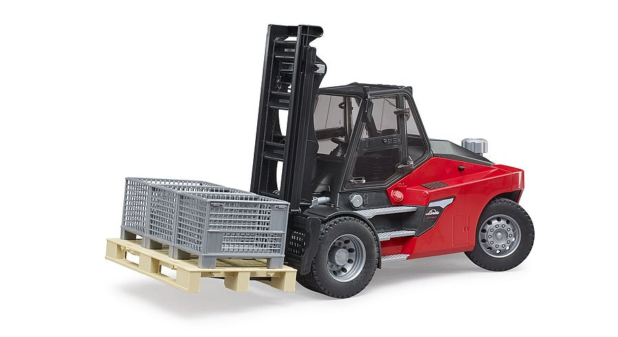 BRUDER - Empilhador Linde HT160D com palete e 3 caixas treliçadas