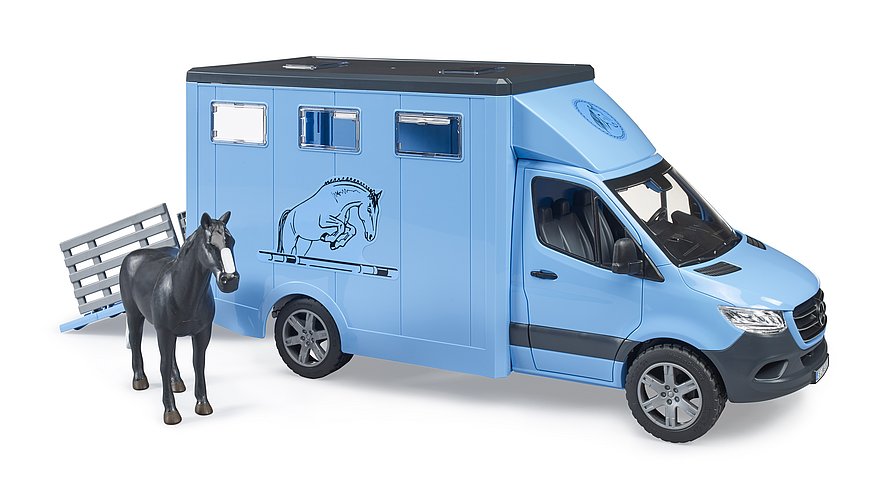 BRUDER - Transportador de animais MB Sprinter com 1 cavalo