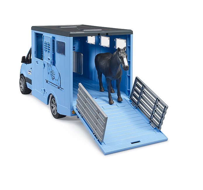 BRUDER - Transportador de animais MB Sprinter com 1 cavalo